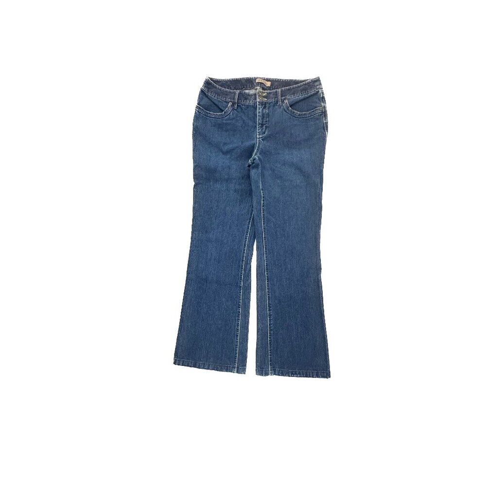I.E. Relaxed Bootcut Corduroy Details Women's size 10P‎ Dark Blue Denim Jeans